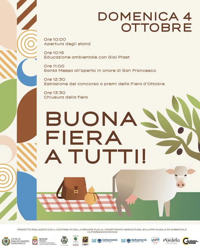 Il programma di domenica 4 ottobre con la grafica della fiera